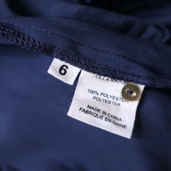 ULLA JOHNSON Rosa Pleated Satin Blouse Midnight Navy Long Sleeve Women's 6 - Picture 14 of 15